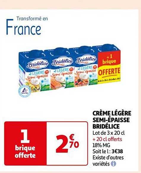 crème légère semi-épaisse bridélice