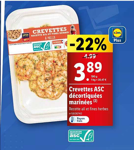 Crevettes Asc Décortiquées Marinées