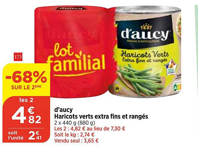 D'aucy Haricots Verts Extra Fins Et Rangés