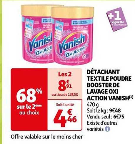Détachant Textile Poudre Booster De Lavage Oxi Action Vanish