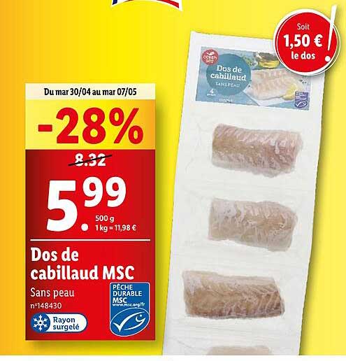 Dos De Cabillaud Msc Ocean Sea