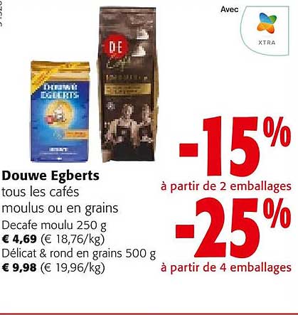 douwe egberts les cafés moulus ou en grains