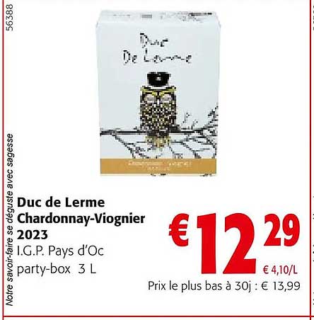 duc de lerme chardonnay-viognier 2023 i.g.p. pays d'oc party-box 3 l