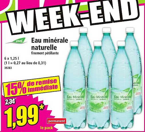 eau minérale naturelle finement pétillante surf