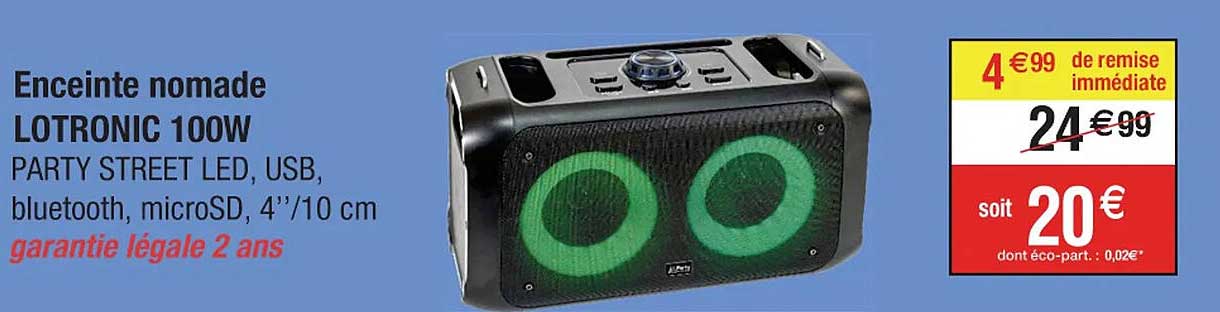 enceinte nomade lotronic 100 w