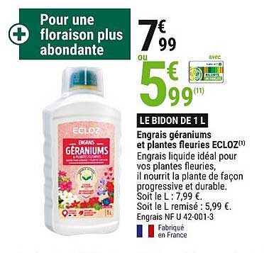engrais géraniums et plantes fleuries ecloz
