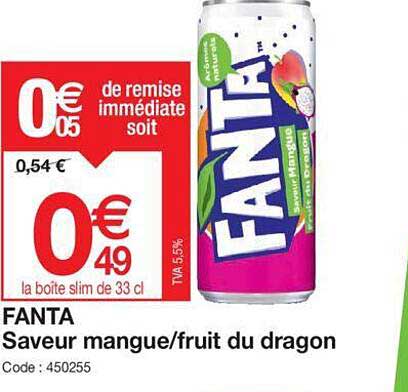 fanta saveur mangue/fruit du dragon