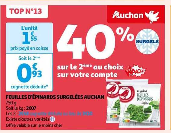 Feuilles D'épinards Sugelées Auchan