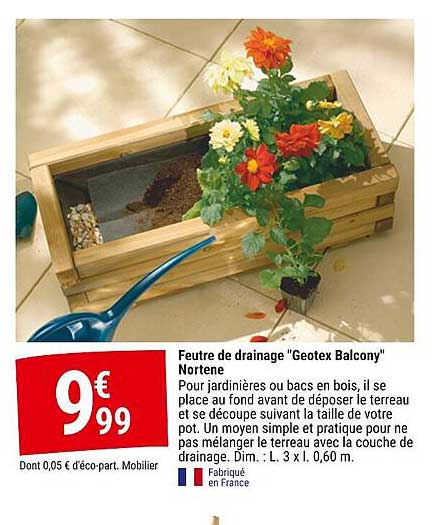 feutre de drainage "geotex balcony" nortene