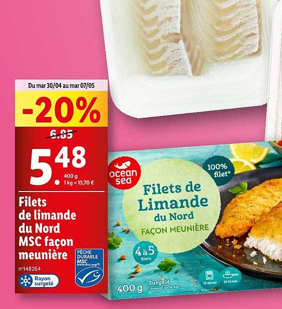 filets de limande du nord msc façon meunière