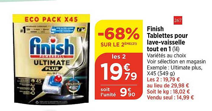 finish tablettes pour lave-vaisselle tout en 1