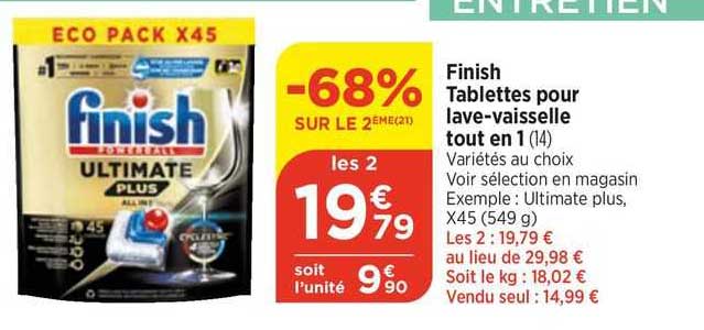 finish tablettes pour lave-vaisselle tout en 1