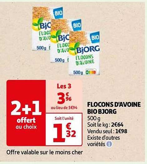 flocons d'avoine bio bjorg