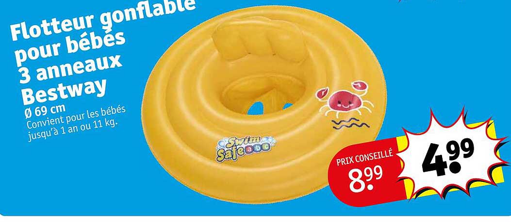 flotteur gonflable pour bébés 3 anneaux bestway