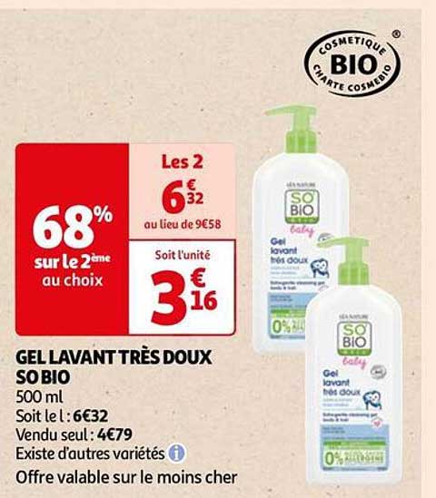 gel lavant très doux so bio