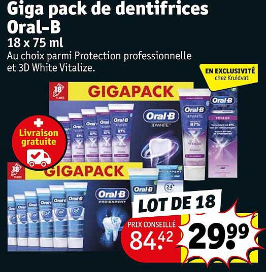 giga pack de dentifrice oral-b