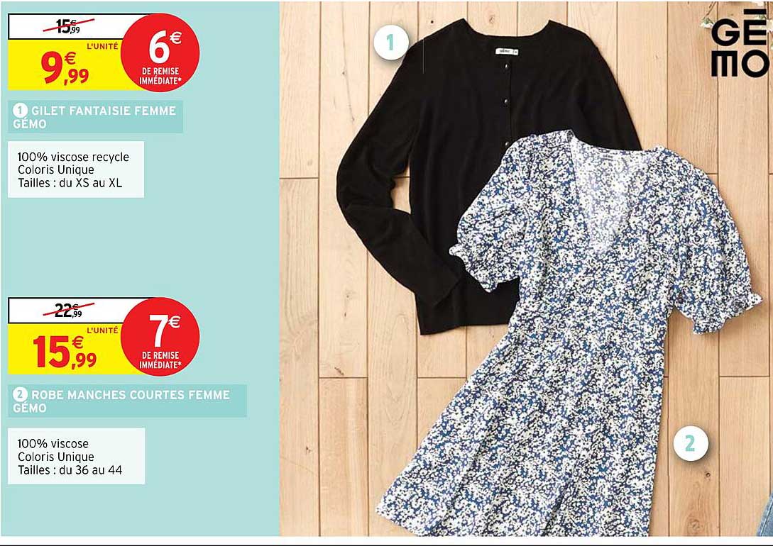 gilet fantaisie femme gemo, robe manches courtes femme gemo