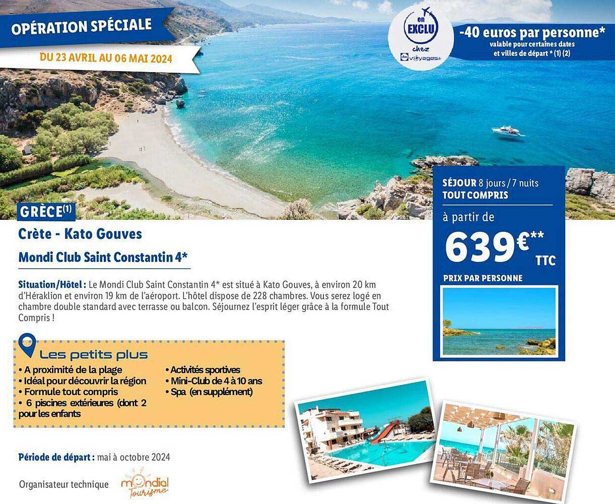 grèce crète - kato gouves : mondi club saint constantin 4*