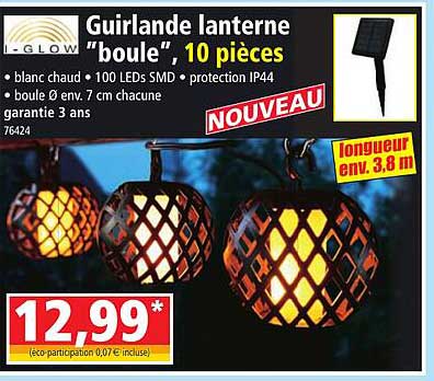 guirlande lanterne "boule", 10 pièces i-glow