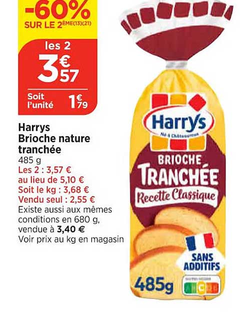 Harrys Brioche Nature Tranchée