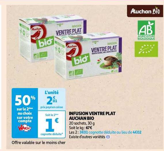 infusion ventre plat auchan bio
