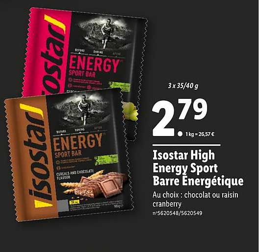 isostar high energy sport barre énergétique