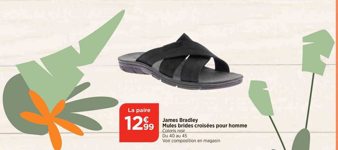 james bradley mules brides croisées pour homme
