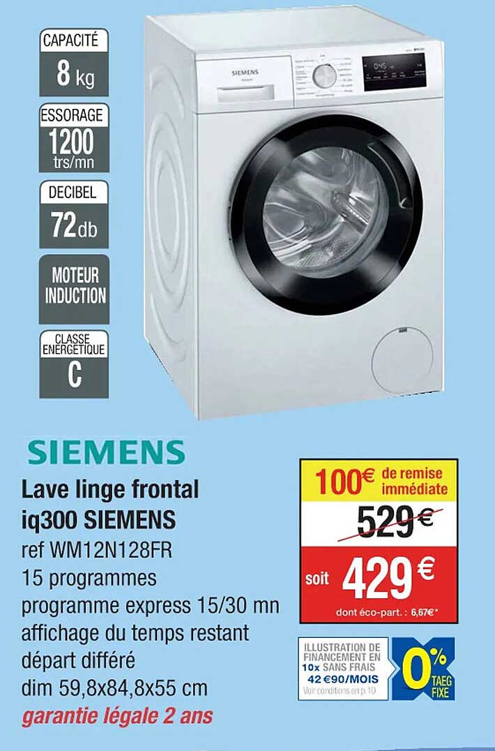 lave linge frontal iq300 siemens