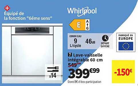 lave-vaisselle intégrable 60 cm whirlpool