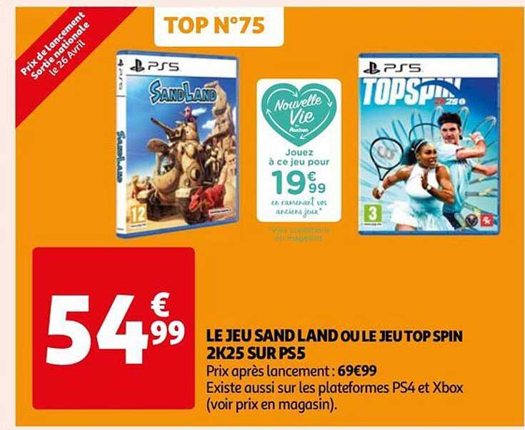 le jeu sand land ou le jeu top spin 2k25 sur ps5