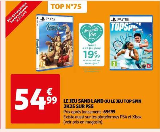 le jeu sand land ou le jeu top spin 2k25 sur ps5