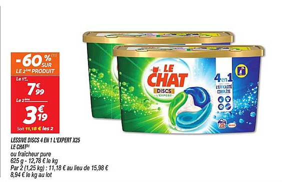 lessive discs 4 en 1 l'expert x25 le chat