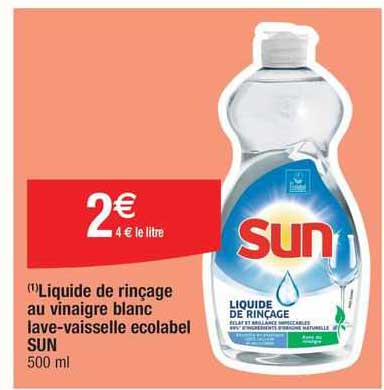 liquide de rinçage au vinaigre blanc lave-vaisselle ecolabel sun