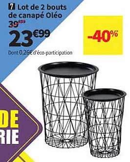 lot de 2 bouts de canapé oléo