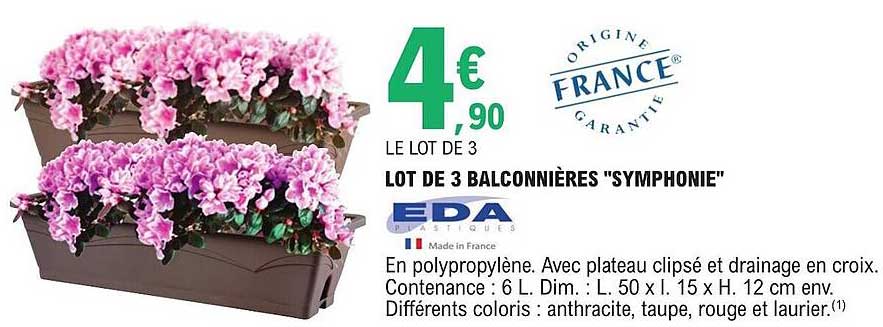 lot de 3 balconnières "symphonie"