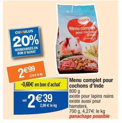 menu complet pour cochons d'inde
