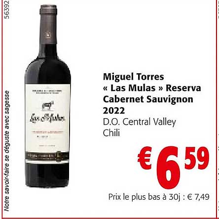 miguel torres «las mulas» reserva cabernet sauvignon 2022