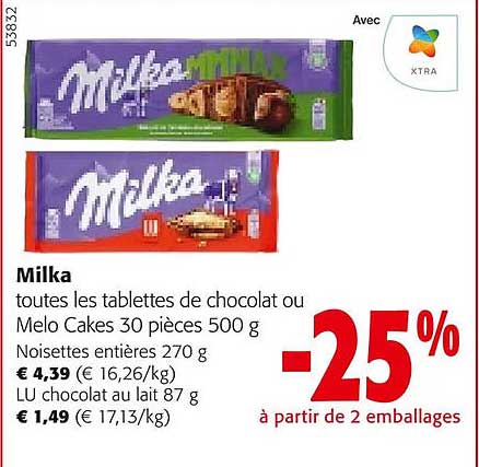 milka les tablettes de chocolat ou melo cakes