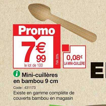 mini-cuillères en bambou 9 cm