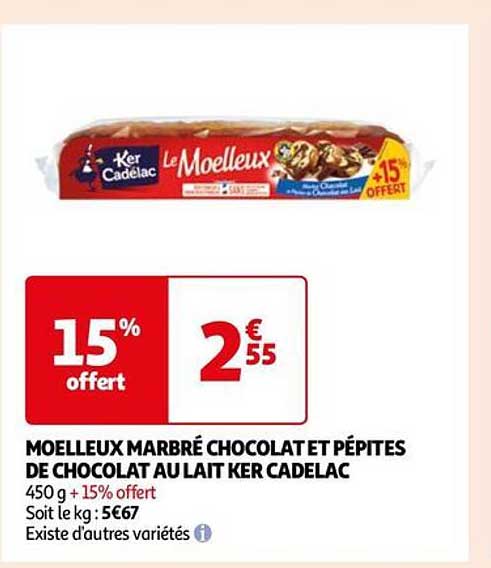 moelleux marbré chocolat et pépites de chocolat au lait ker cadelac