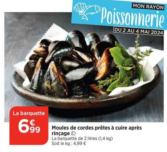 moules de cordes prêtes à cuire après rinçage