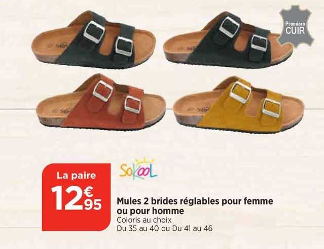mules 2 brides réglables pour femme ou pour homme soKool