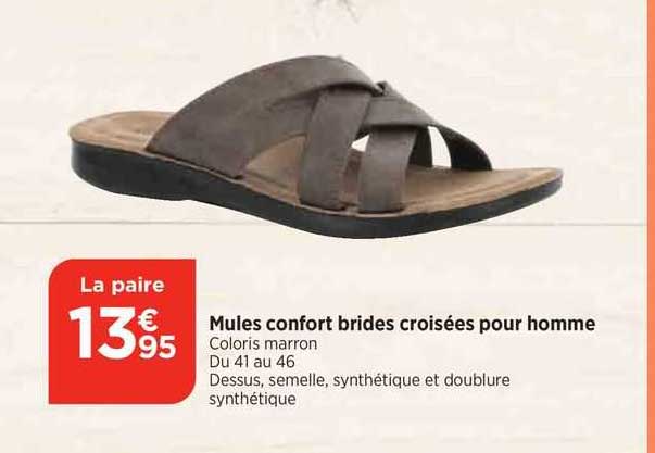 mules confort brides croisées pour homme
