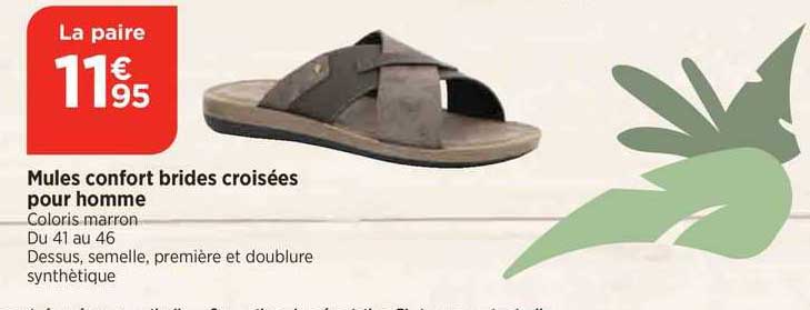 mules confort brides croisées pour homme
