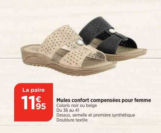 mules confort compensées pour femme