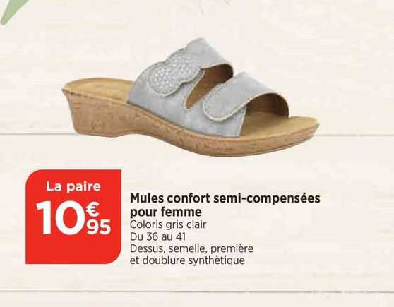 mules confort semi compensées pour femme