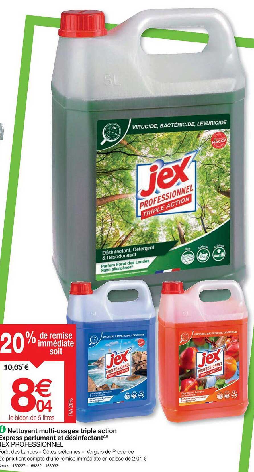 nettoyant multi-usages triple action express parfumant et désinfectant jex professionnel