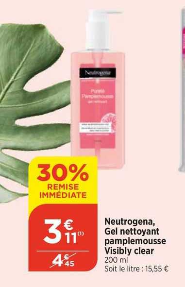 neutrogena, gel nettoyant pamplemousse visibly clear