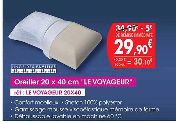 oreiller 20 x 40 cm "le voyageur"