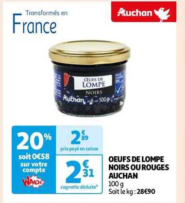 œufs de lompe noirs ou rouges auchan